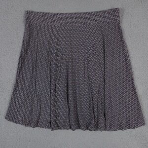 Ann Taylor LOFT Skirt Womens Large Blue Geo Print Pull On Knit A Line Office